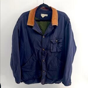 Vintage Banana Republic cotton canvas leather collar distressed barn chore coat